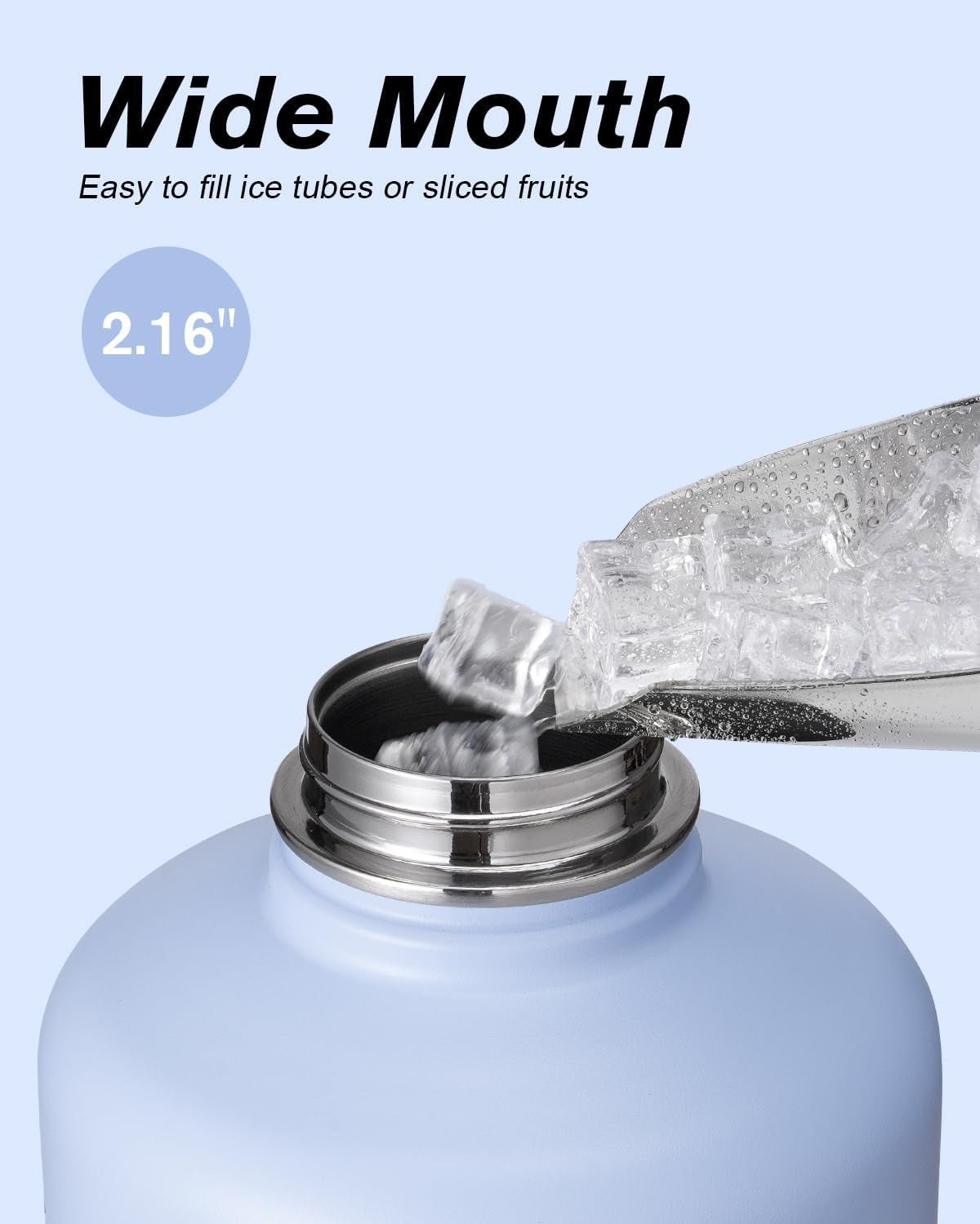 - Borraccia Termica Da 1,9 Litri, Con Cannuccia E 3 Coperchi, Brocca per L'Acqua Da 1,9 L, in Acciaio Inox, Con Imboccatura Larga, per Sport, Palestra O Ufficio, Senza BPA, Mantiene Il