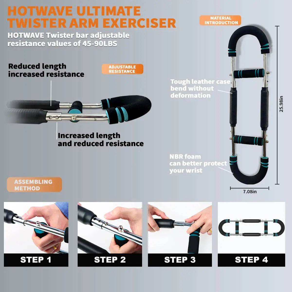 HOTWAVE Arm Trainer, Adjustable Chest Workout Equipment, Arm Trainer for Men, Chest Trainer for Men, Shoulder Muscle Training, Portable Spring Resistance Home Fitness Equipment Summerwins Backtoschool
