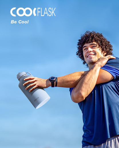 - Borraccia Termica Da 1,9 Litri, Con Cannuccia E 3 Coperchi, Brocca per L'Acqua Da 1,9 L, in Acciaio Inox, Con Imboccatura Larga, per Sport, Palestra O Ufficio, Senza BPA, Mantiene Il