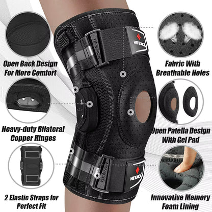 Hinged Knee Brace for Knee Pain Knee Support with Side Stabilizers Joint Pain Relief Arthritis Meniscus Tear ACL PCL