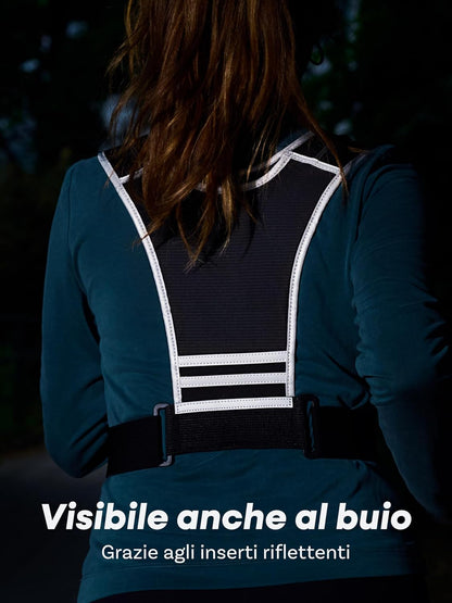 Gilet Da Corsa Uomo E Donna Con Tasca per Telefono E Borraccia – Tasca Impermeabile per Smartphone – Gilet Running Regolabile Con Riflettori – Vestibilità Sicura E Stabile – Pettorina Corsa