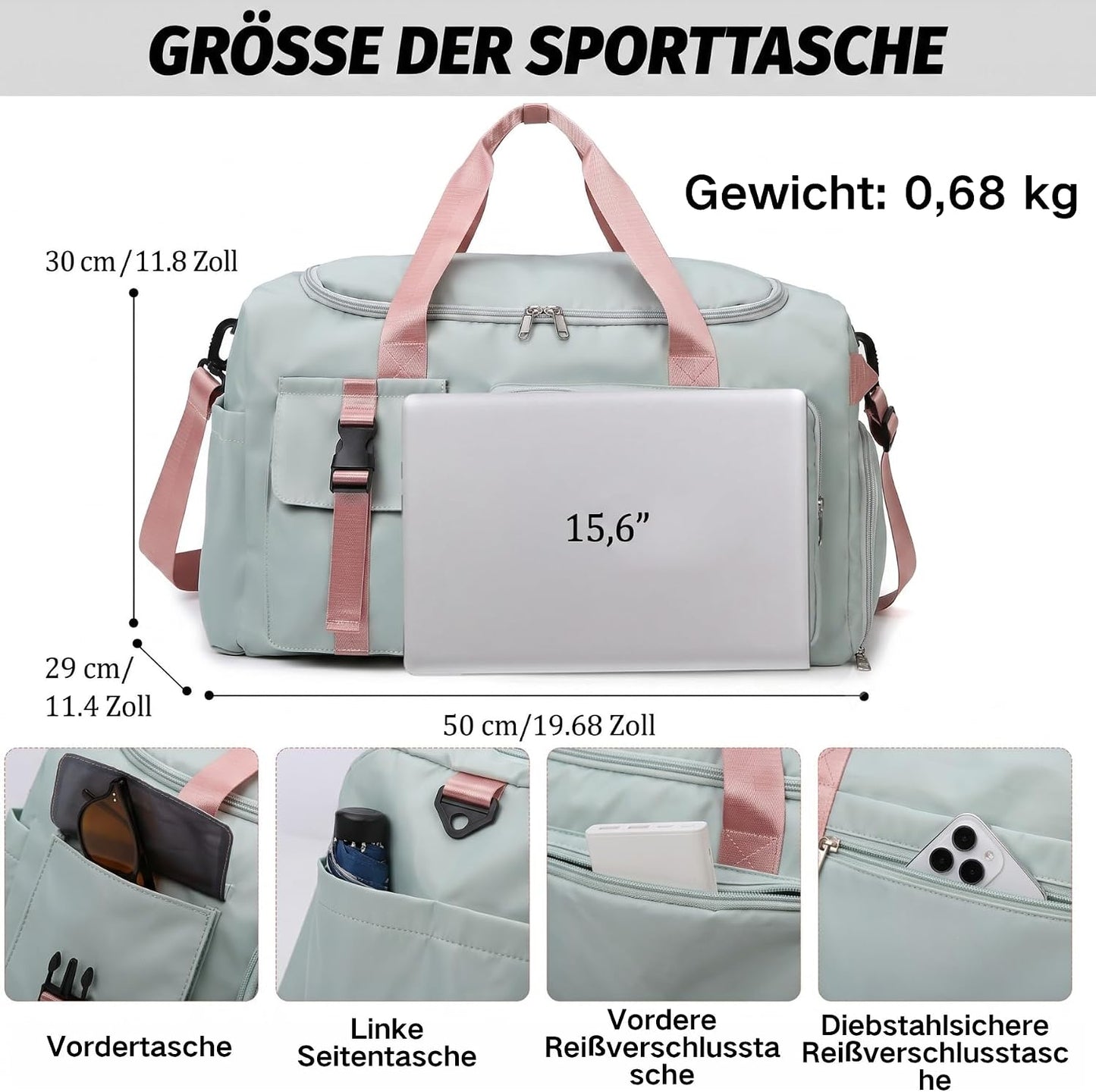 Borsa Palestra Donna Uomo Borsa Piscina 42L Zaino Palestra Con Porta Scarpe E Tasca Umida Impermeabile Borsone Gym Duffel Bag Da Viaggio, per Sport, Fitness, Il Campeggio