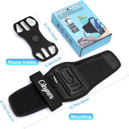 Cinghia Bottiglia Acqua Con Maniglia, 360° Girevole per Cellulare | Supporto Rimovibile per Bottiglie Da 5-9 Cm E Telefoni 4,5-7". Ideale per Palestra, Corsa E Allenamento
