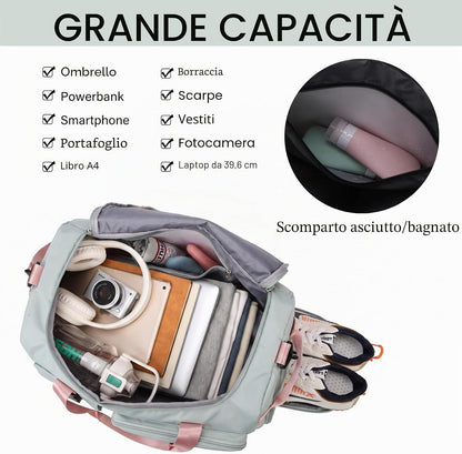 Borsa Palestra Donna Uomo Borsa Piscina 42L Zaino Palestra Con Porta Scarpe E Tasca Umida Impermeabile Borsone Gym Duffel Bag Da Viaggio, per Sport, Fitness, Il Campeggio