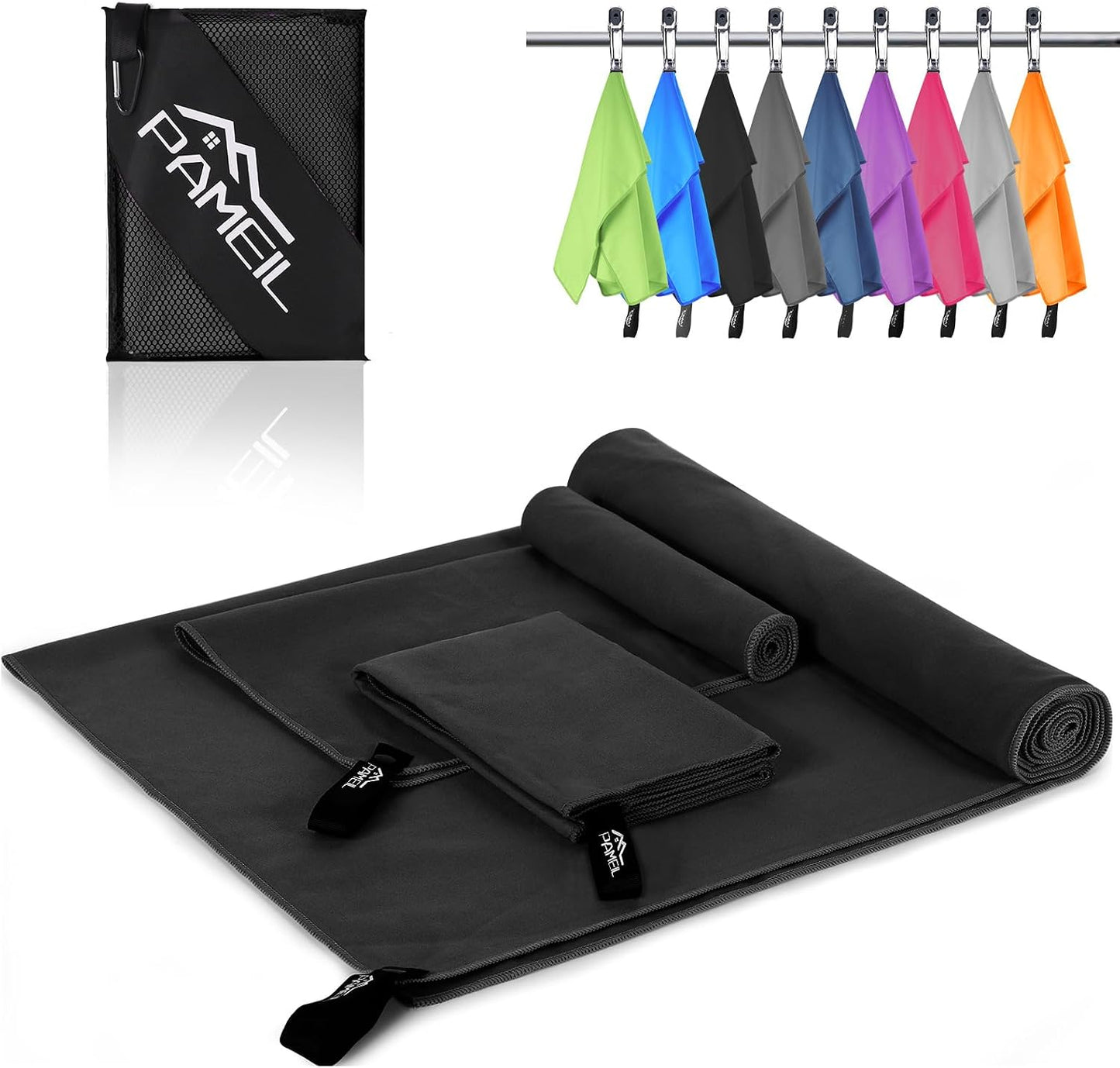 Set Di 3 Asciugamani in Microfibra (Grande Asciugamano Da Bagno Da 160 X 80 Cm E 2 Asciugamani Piccoli Da 80 X 40 Cm), Asciugamano Da Viaggio, Asciugamani in Microfibra Ad Asciugatura Rapida,