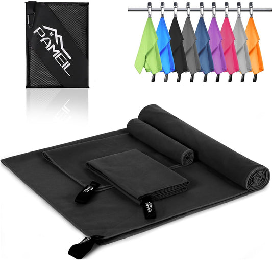 Set Di 3 Asciugamani in Microfibra (Grande Asciugamano Da Bagno Da 160 X 80 Cm E 2 Asciugamani Piccoli Da 80 X 40 Cm), Asciugamano Da Viaggio, Asciugamani in Microfibra Ad Asciugatura Rapida,