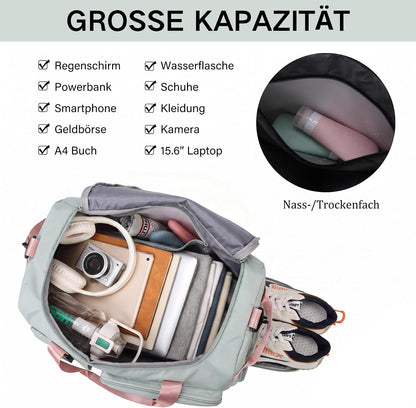Borsa Palestra Donna Uomo Borsa Piscina 42L Zaino Palestra Con Porta Scarpe E Tasca Umida Impermeabile Borsone Gym Duffel Bag Da Viaggio, per Sport, Fitness, Il Campeggio