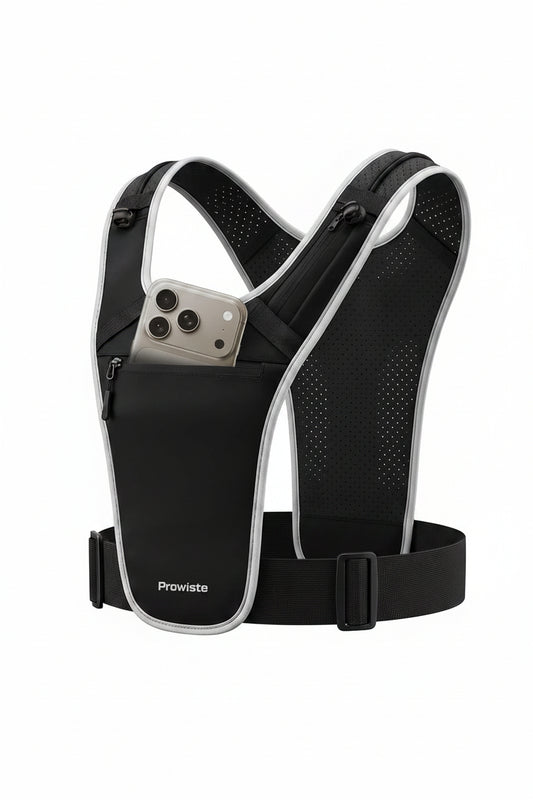 Gilet Da Corsa Uomo E Donna Con Tasca per Telefono E Borraccia – Tasca Impermeabile per Smartphone – Gilet Running Regolabile Con Riflettori – Vestibilità Sicura E Stabile – Pettorina Corsa
