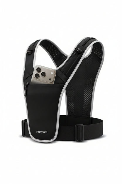 Gilet Da Corsa Uomo E Donna Con Tasca per Telefono E Borraccia – Tasca Impermeabile per Smartphone – Gilet Running Regolabile Con Riflettori – Vestibilità Sicura E Stabile – Pettorina Corsa