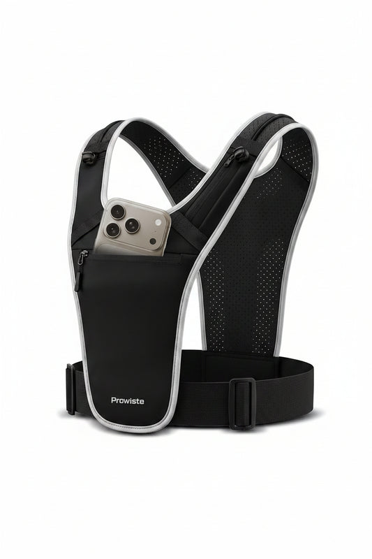 Gilet Da Corsa Uomo E Donna Con Tasca per Telefono E Borraccia – Tasca Impermeabile per Smartphone – Gilet Running Regolabile Con Riflettori – Vestibilità Sicura E Stabile – Pettorina Corsa