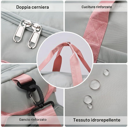 Borsa Palestra Donna Uomo Borsa Piscina 42L Zaino Palestra Con Porta Scarpe E Tasca Umida Impermeabile Borsone Gym Duffel Bag Da Viaggio, per Sport, Fitness, Il Campeggio