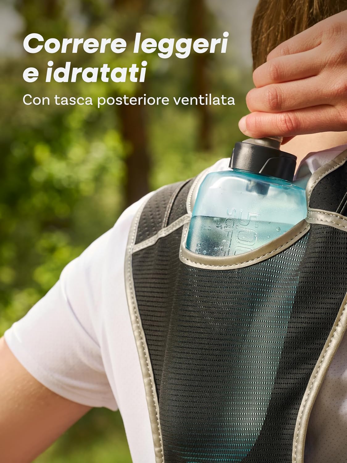 Gilet Da Corsa Uomo E Donna Con Tasca per Telefono E Borraccia – Tasca Impermeabile per Smartphone – Gilet Running Regolabile Con Riflettori – Vestibilità Sicura E Stabile – Pettorina Corsa