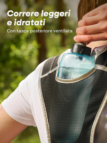 Gilet Da Corsa Uomo E Donna Con Tasca per Telefono E Borraccia – Tasca Impermeabile per Smartphone – Gilet Running Regolabile Con Riflettori – Vestibilità Sicura E Stabile – Pettorina Corsa