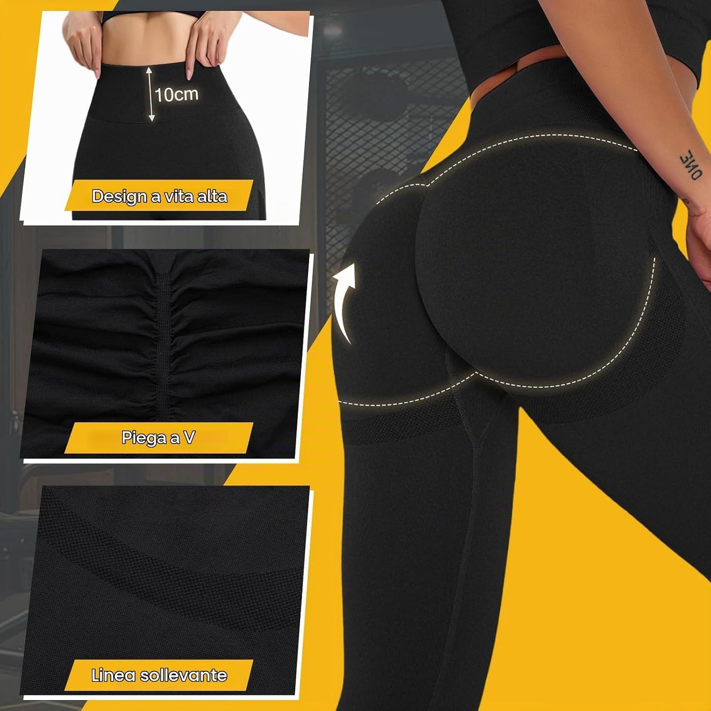 Leggins Sportivi Donna Push up Vita Alta Fitness Leggings Push up Palestra Scrunch Pantaloni Dimagranti Anticellulite Pantacollant Opaco Senza Cuciture Elastici per Yoga Jogging